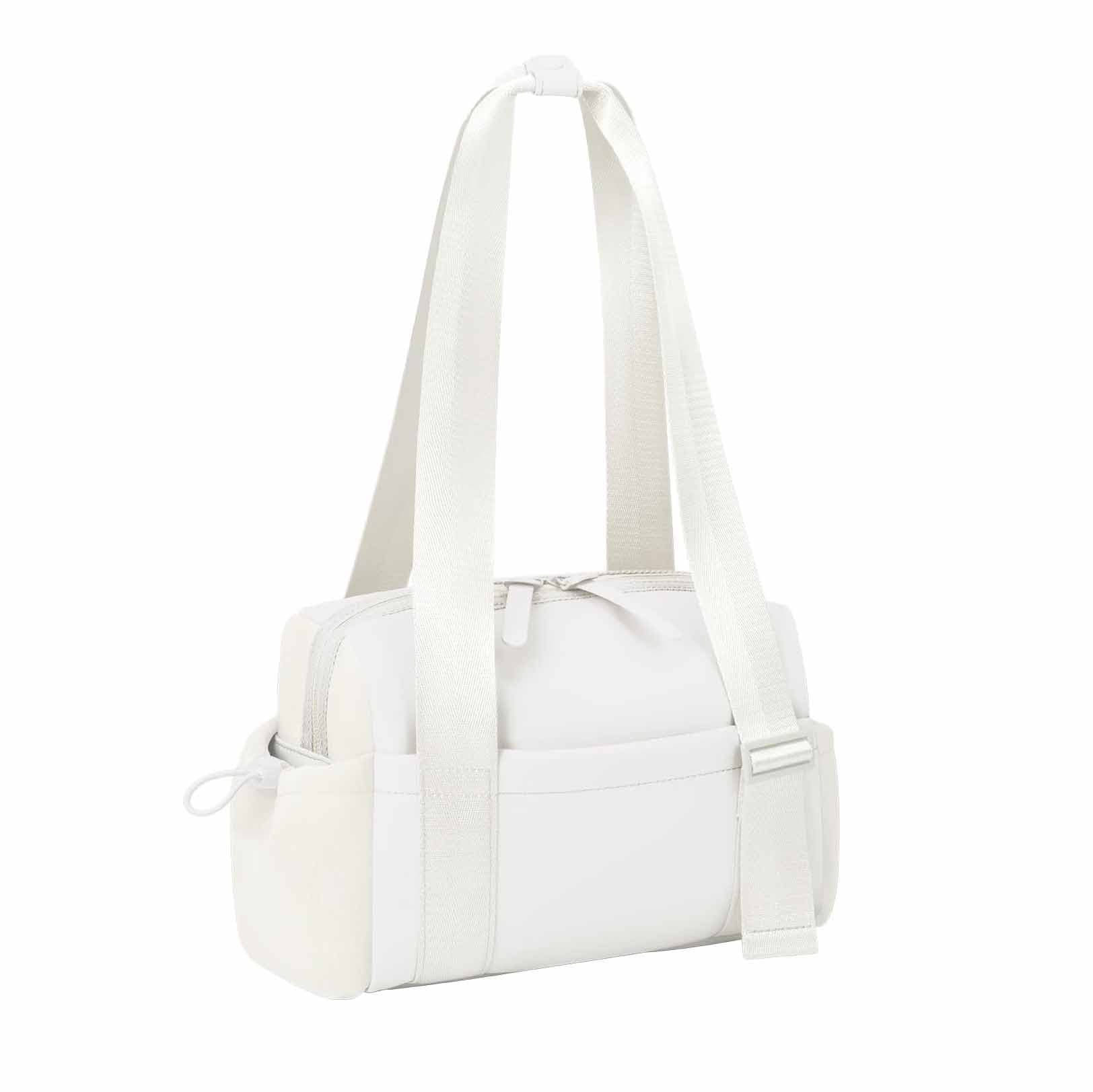 white Mini Gym Bag & Travel Tote - Compact Duffel with Wet Pocket, Luggage