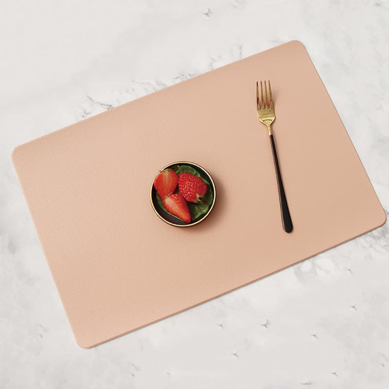 5-Piece Pink Nordic Style Leather Placemat - Anti-Slip, Heat-Resistant Table