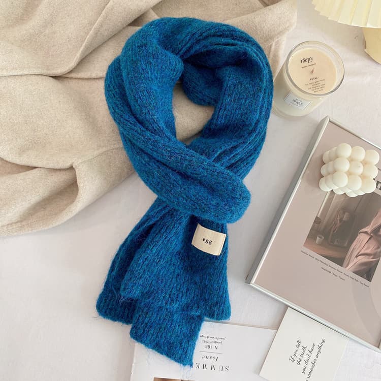 Blue Cozy Knit Scarf - Soft Wool-Blend Winter Neck Wrap, Warm