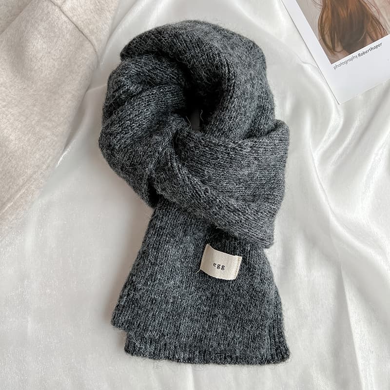 Gray Cozy Knit Scarf - Soft Wool-Blend Winter Neck Wrap, Warm