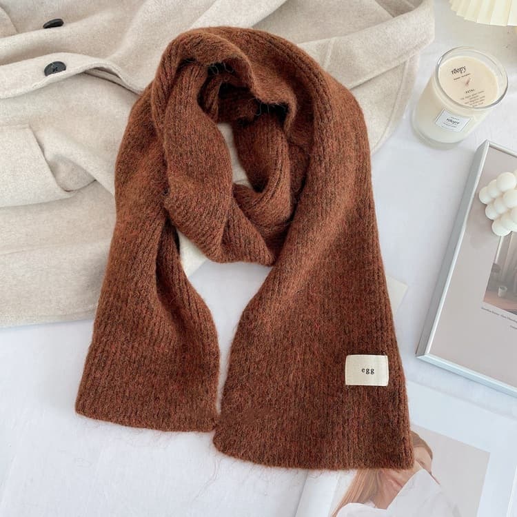 Brown Cozy Knit Scarf - Soft Wool-Blend Winter Neck Wrap, Warm