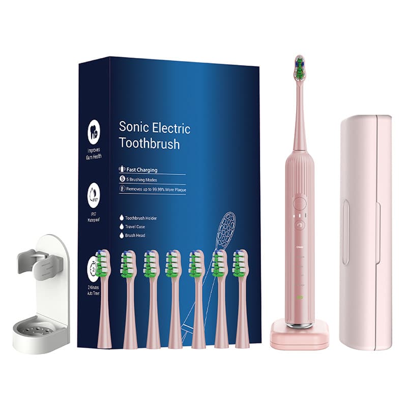 Advanced Electric Toothbrush with 5 Modes and 8 Brush Heads (Pink)
