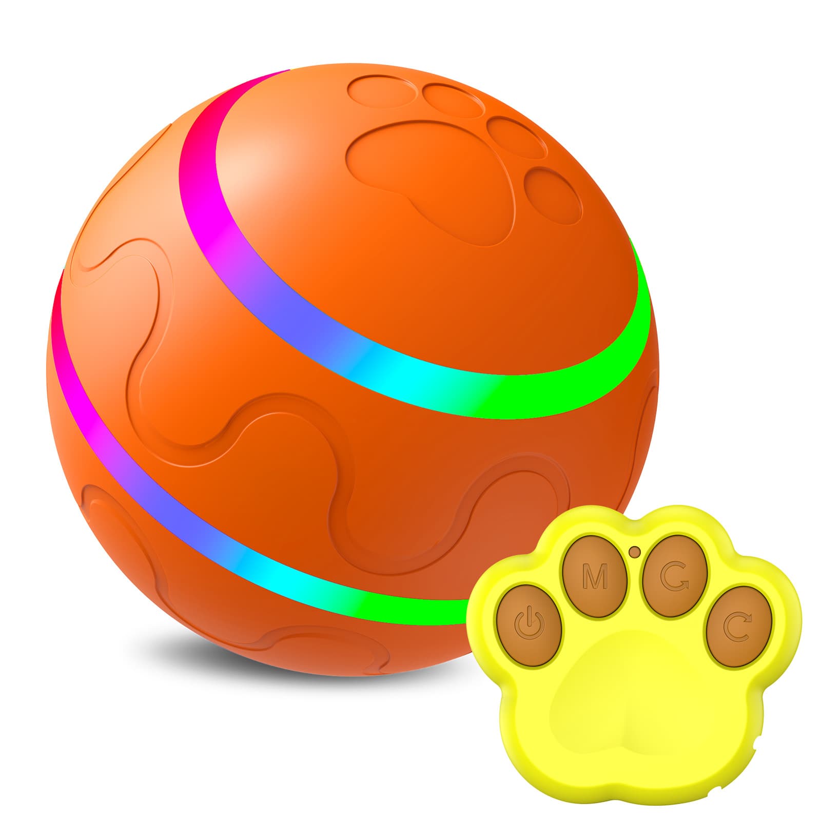 Interactive Auto Pet Toy Ball with Remote Control - USB - Orange
