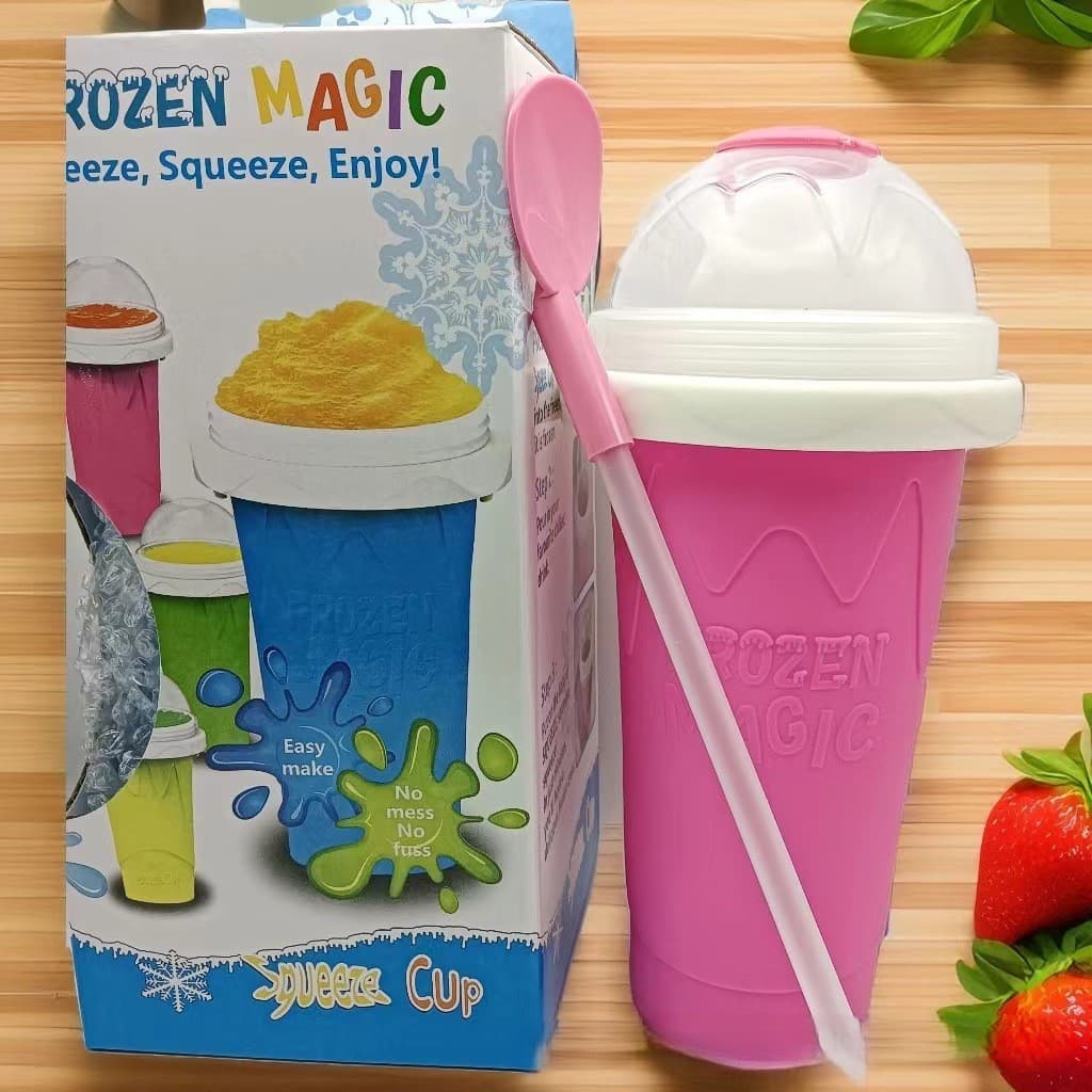DIY Frozen Magic Slushy Maker Cup - Quick Squeeze Smoothie Cup - Rose Red