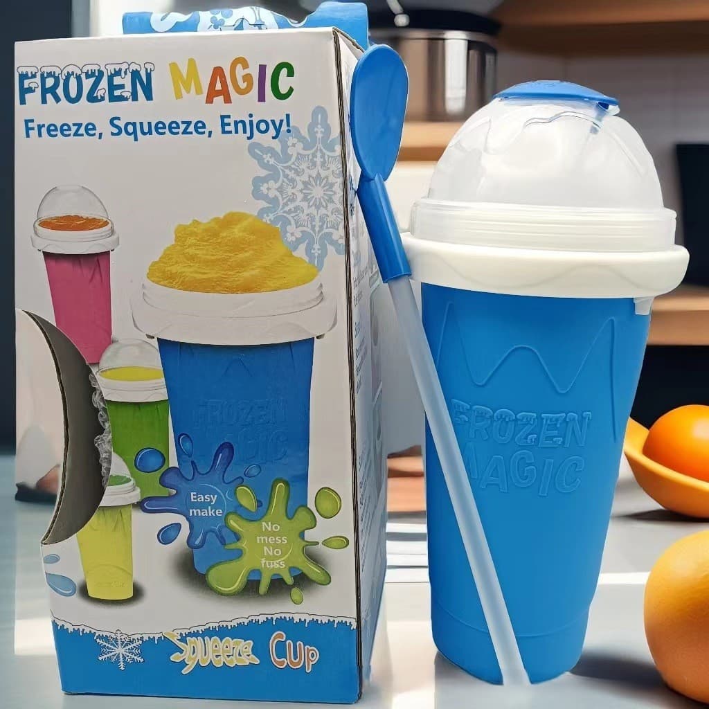 DIY Frozen Magic Slushy Maker Cup - Quick Squeeze Smoothie Cup - Blue