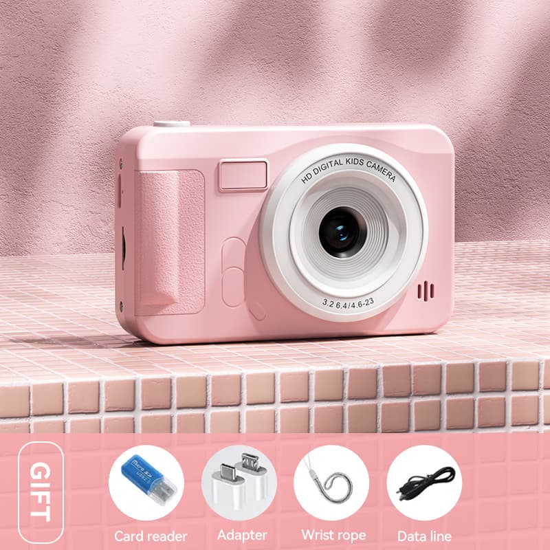 Student HD Digital Camera - 44MP, 8x Zoom, Autofocus, Dual Lens - Pink