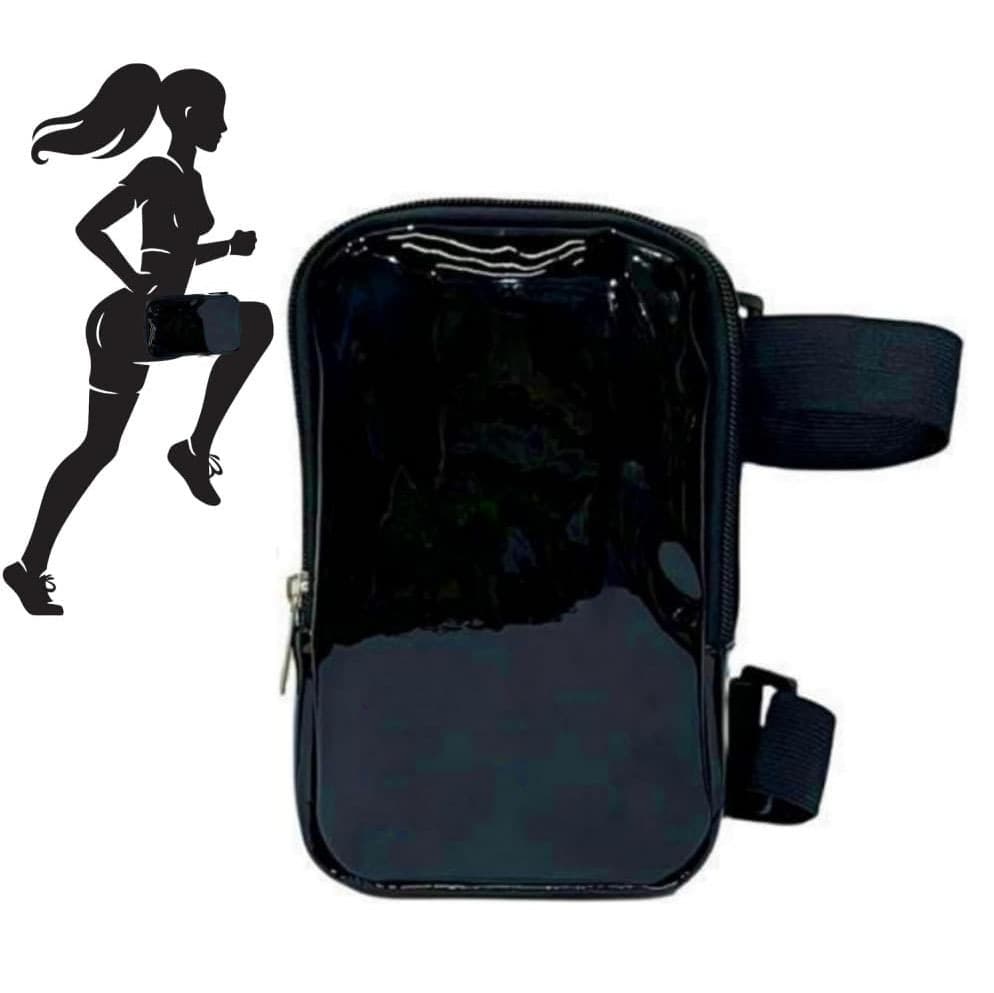 Black Shiny Holographic Thigh Holster Bag - Hands-Free Festival & Hiking