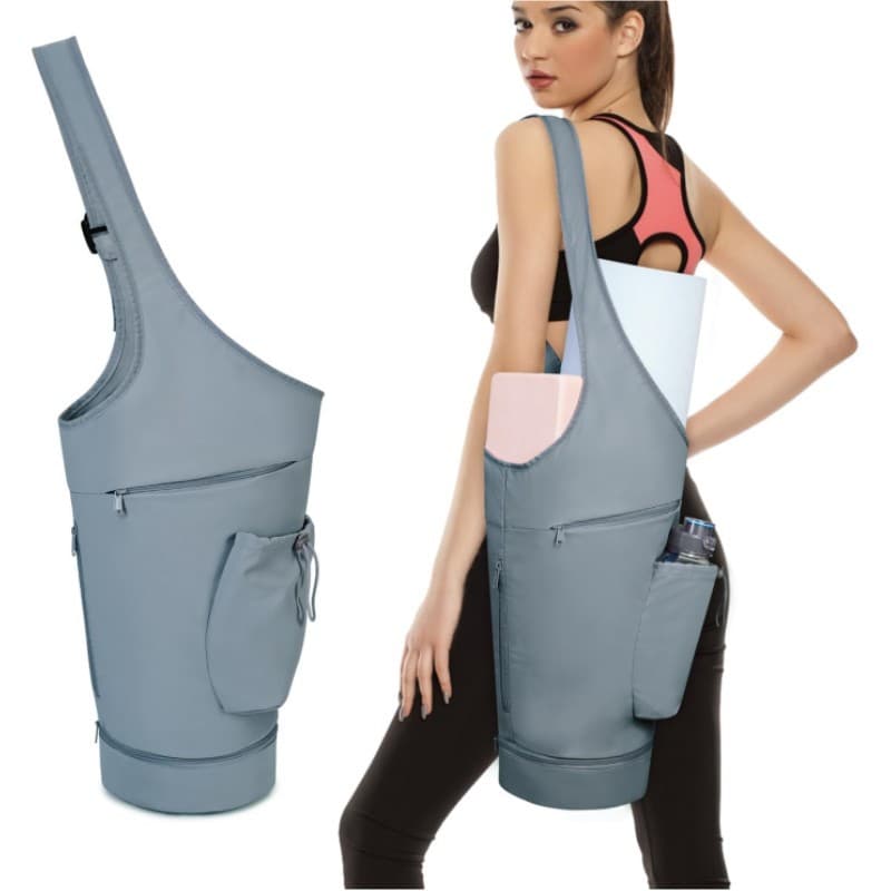 Blue All-in-One Yoga Sling Bag - Fits Mat & Gear, Large Opening, Side