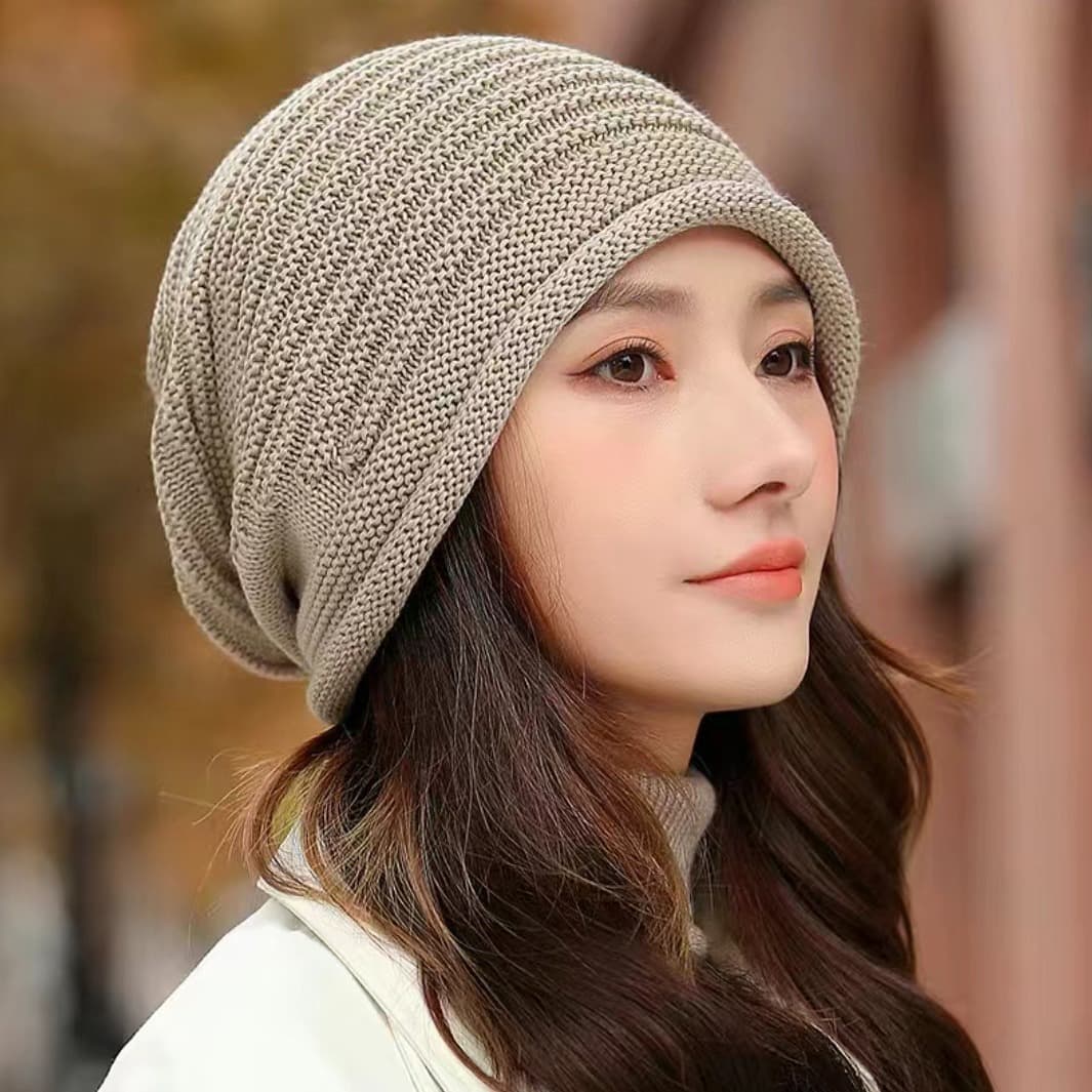 Khaki Warm & Women's Knitted Beanie Hats (3-Pack) - Perfect for Cold Weather