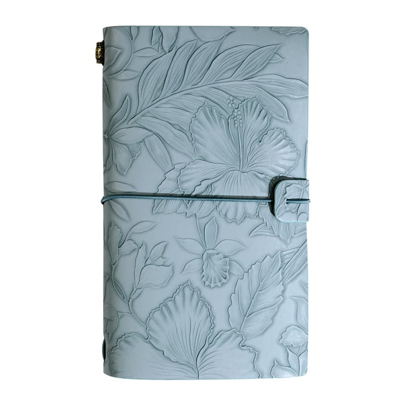 Light blue 2-Pack Vintage Floral Embossed PU Leather Journals - 192 Pages