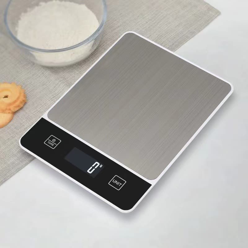 White Digital Kitchen Scale - Stainless Steel Food Scale - 10kg/1g