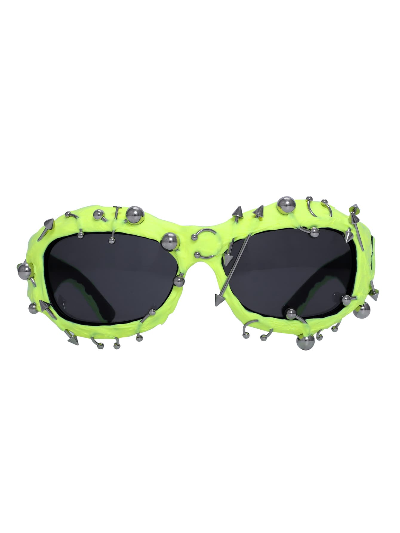 Bright Green Edgy Punk Rock Spiked Sunglasses - Statement Goth Studded