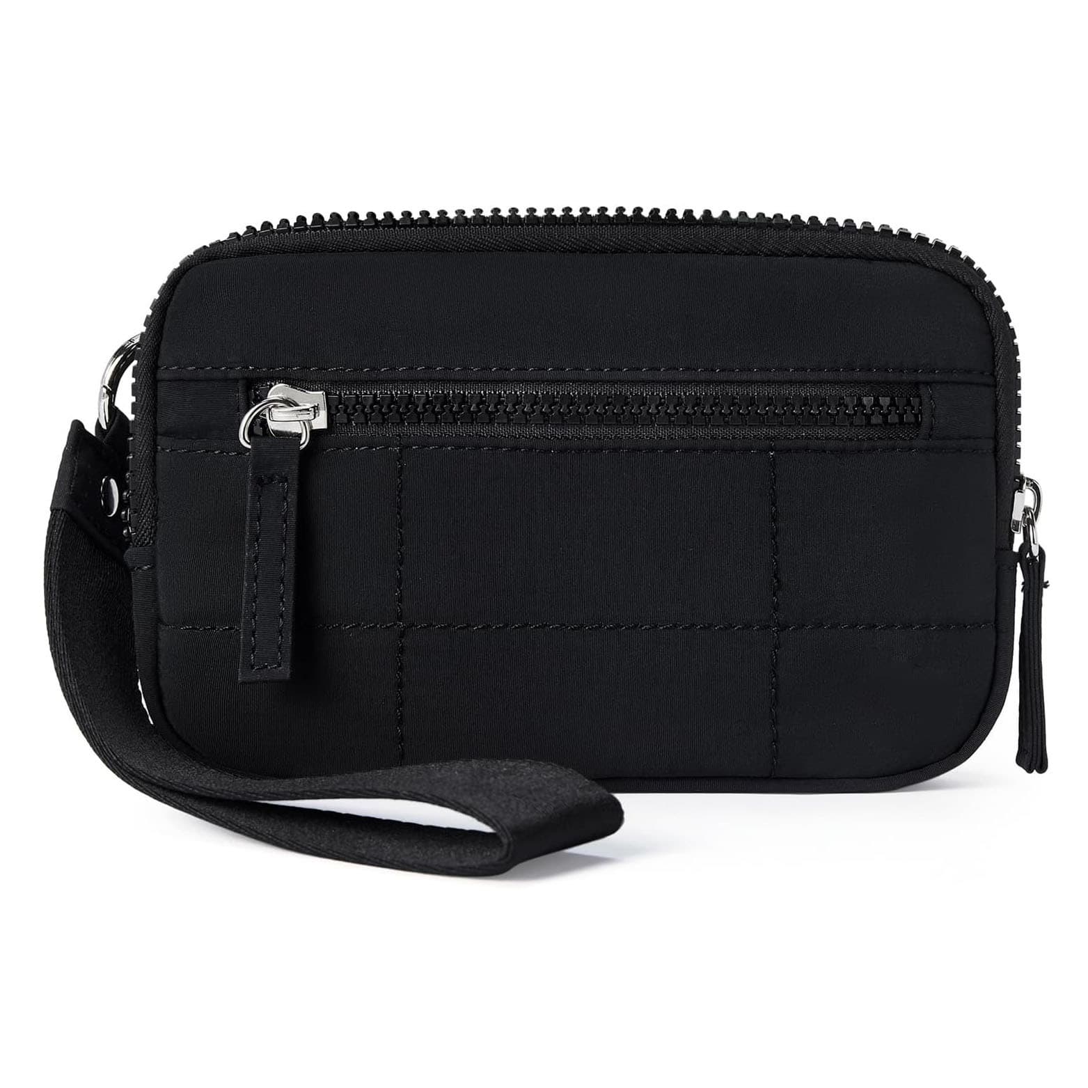 Black RFID Blocking Nylon Wristlet Clutch Wallet - Compact Waterproof Pouch