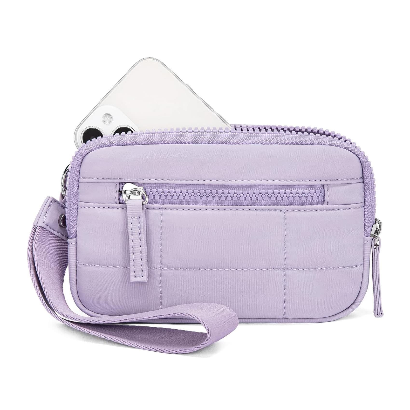 Purple RFID Blocking Nylon Wristlet Clutch Wallet - Compact Waterproof Pouch