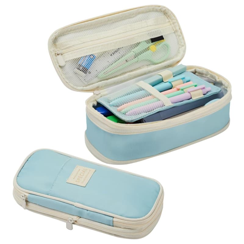Light Blue Large Capacity Expandable Pencil Case - Only with pencil case