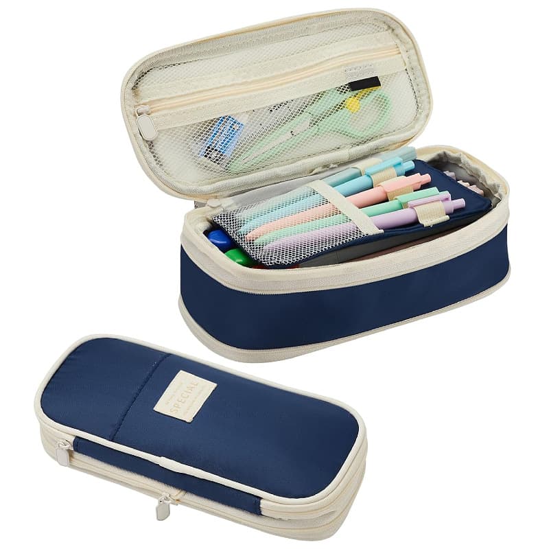 Dark Blue Large Capacity Expandable Pencil Case - Only with pencil case
