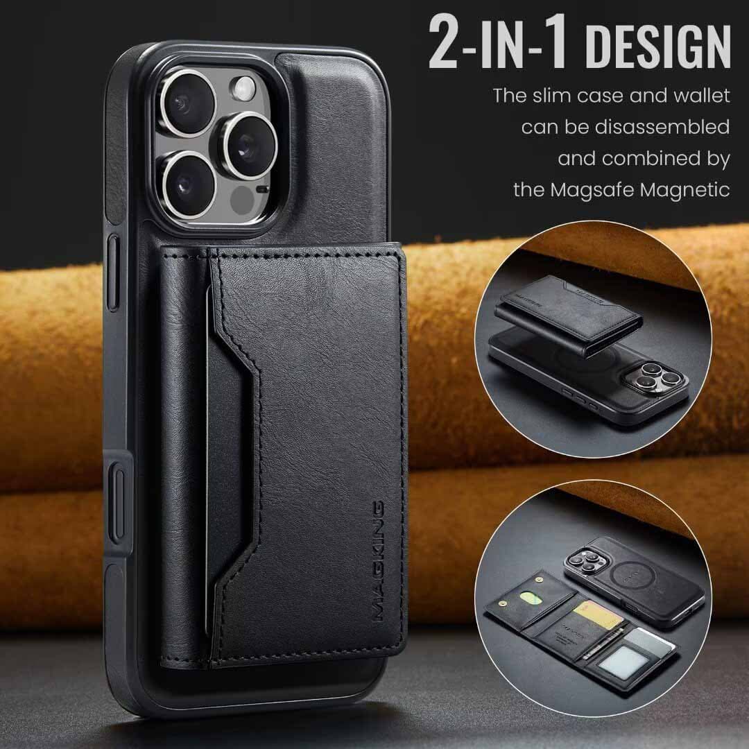 Black MagSafe Wallet Case for iPhone 16 Pro Max - Detachable - Black Max