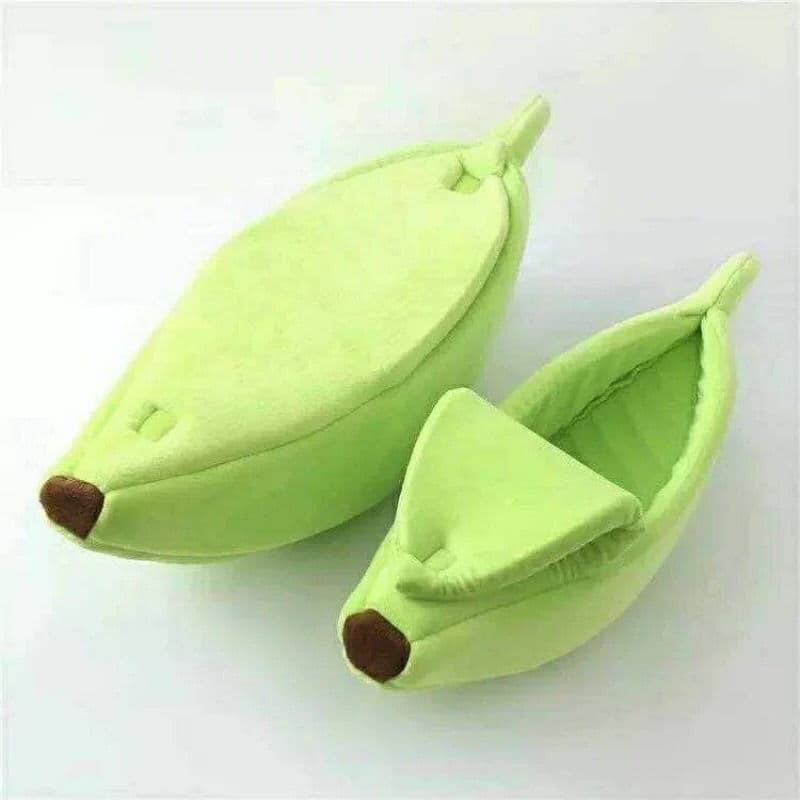 Green Cozy Banana Peel Pet Bed - Plush & Warm Cave House - Size Large