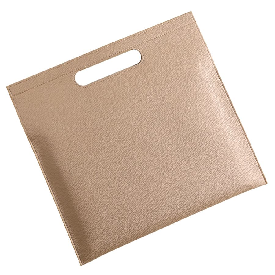 Beige Professional A4 PU Leather Document Bag - Waterproof Handheld File