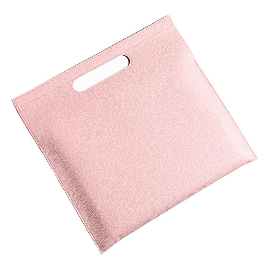 Light Pink Professional A4 PU Leather Document Bag - Waterproof Handheld
