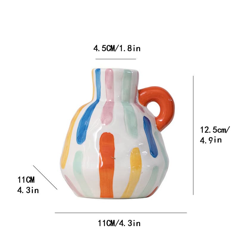 Colorful Charming Hand-Painted Ceramic Vase - Colourful Striped Jug Style