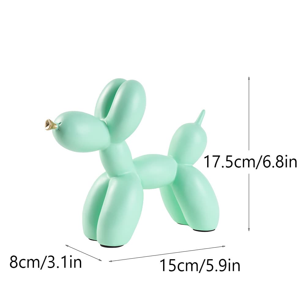 Green Modern Resin Balloon Dog Sculpture - Playful Art Figurine with Golden