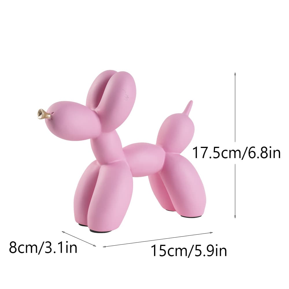 Pink Modern Resin Balloon Dog Sculpture - Playful Art Figurine with Golden
