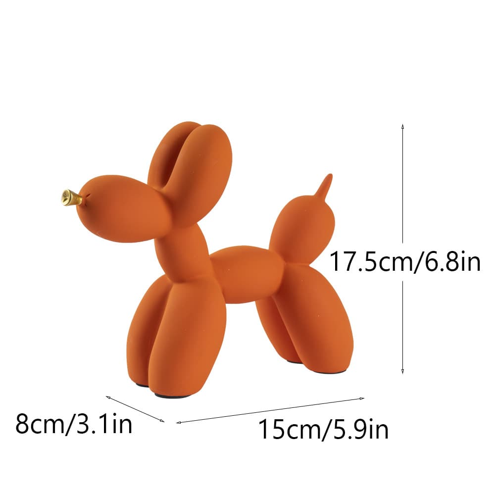 Orange Modern Resin Balloon Dog Sculpture - Playful Art Figurine with Golden