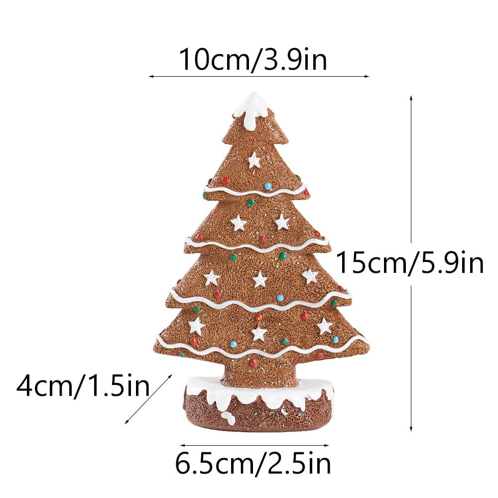 Brown Charming Gingerbread Christmas Tree Figurine - Festive Resin Holiday