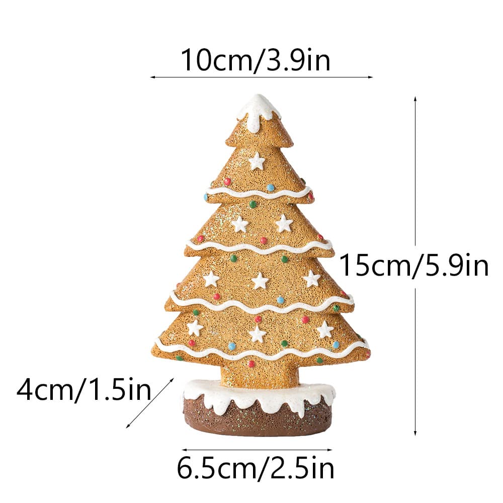 Yellow Charming Gingerbread Christmas Tree Figurine - Festive Resin Holiday