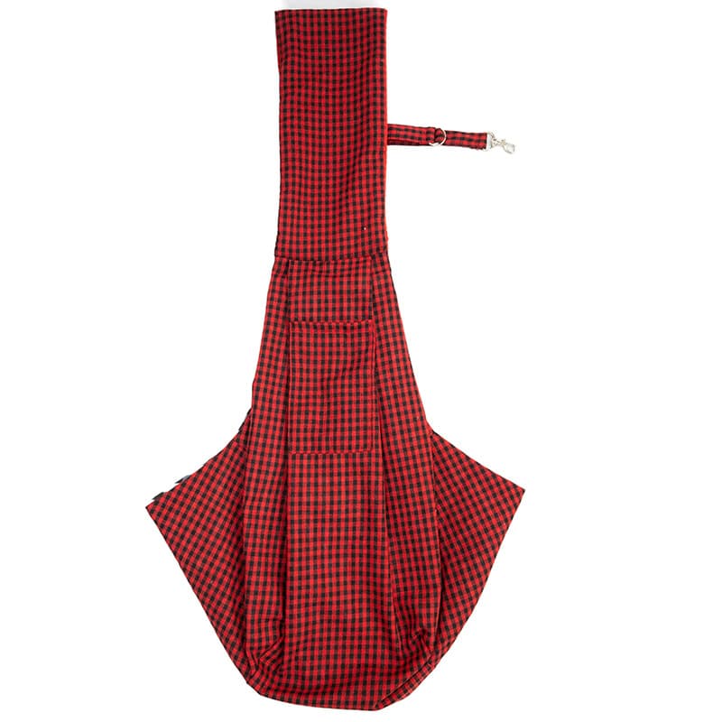 Black and Red Checkered Pet Sling Carrier for Small Dogs & Cats - Breathable