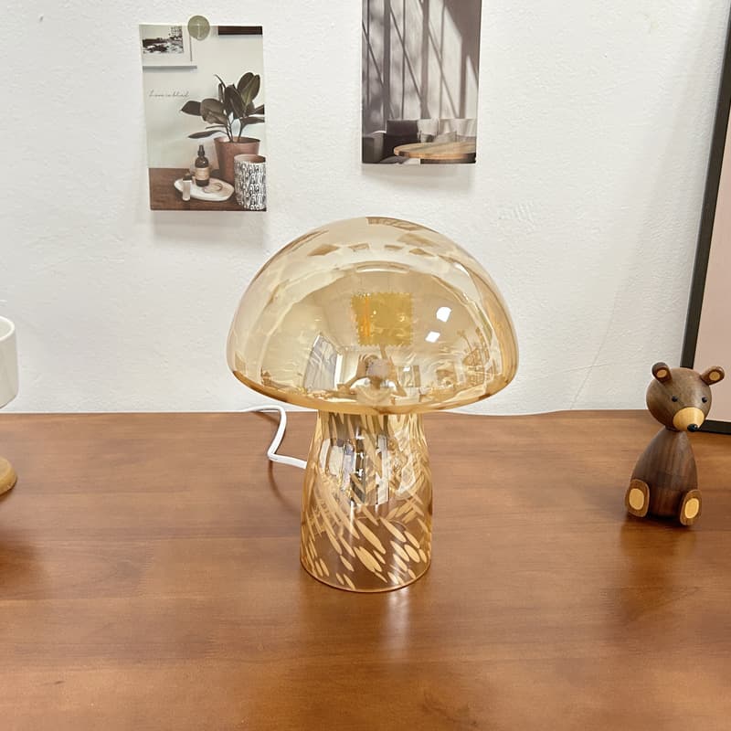 Yellow Charming Retro Glass Mushroom Table Lamp - Vintage Nordic Style