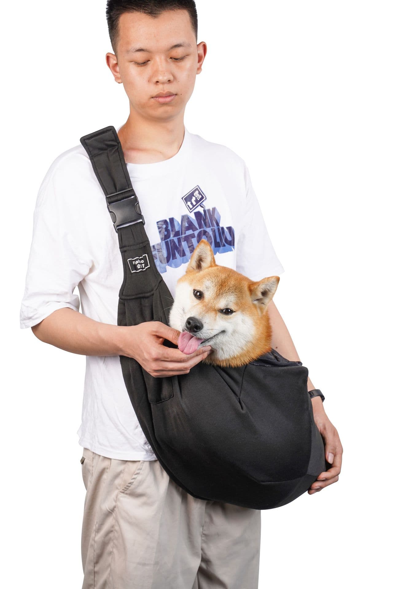 Black Breathable Pet Sling Carrier for Small Dogs & Cats - Adjustable