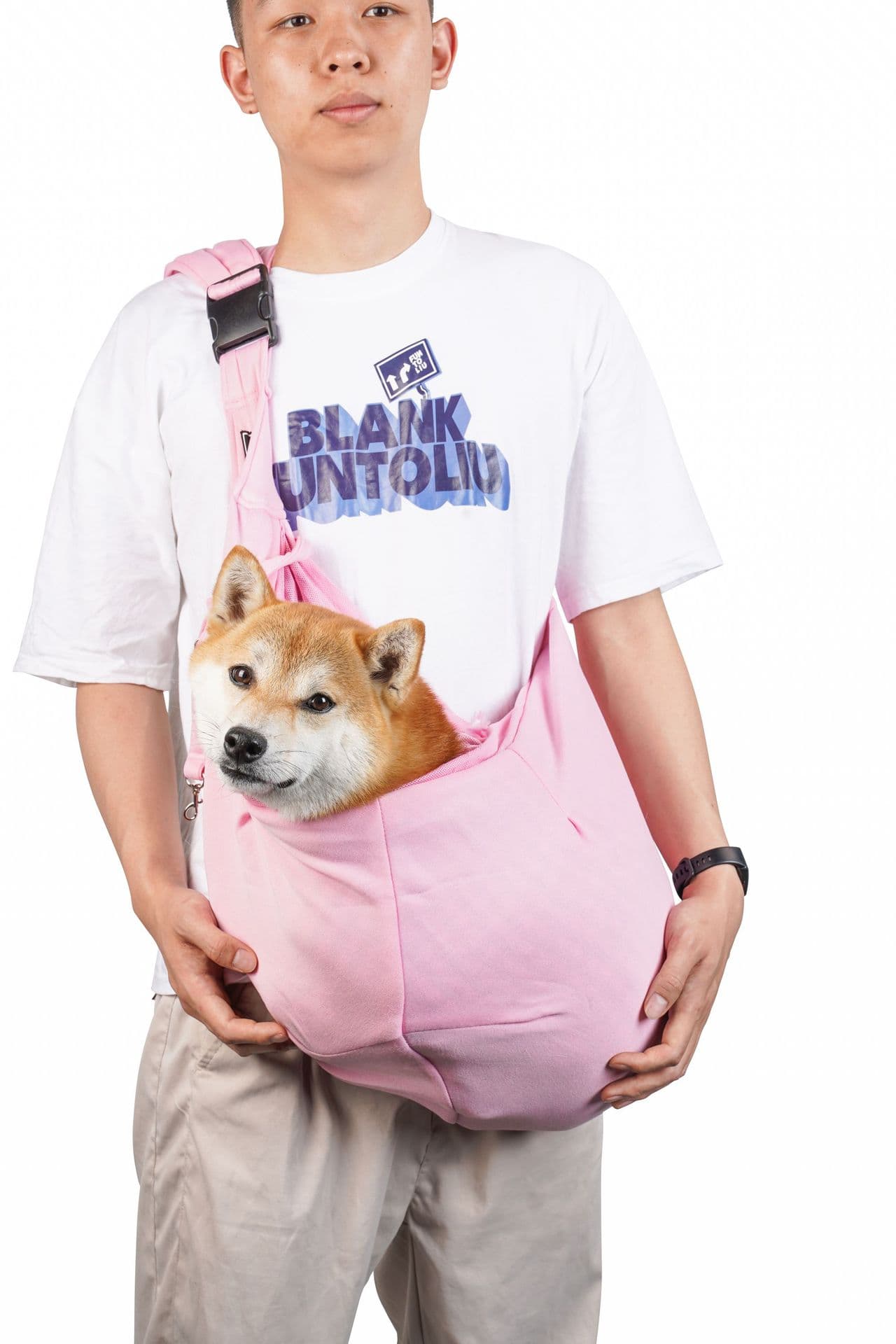 Pink Breathable Pet Sling Carrier for Small Dogs & Cats - Adjustable
