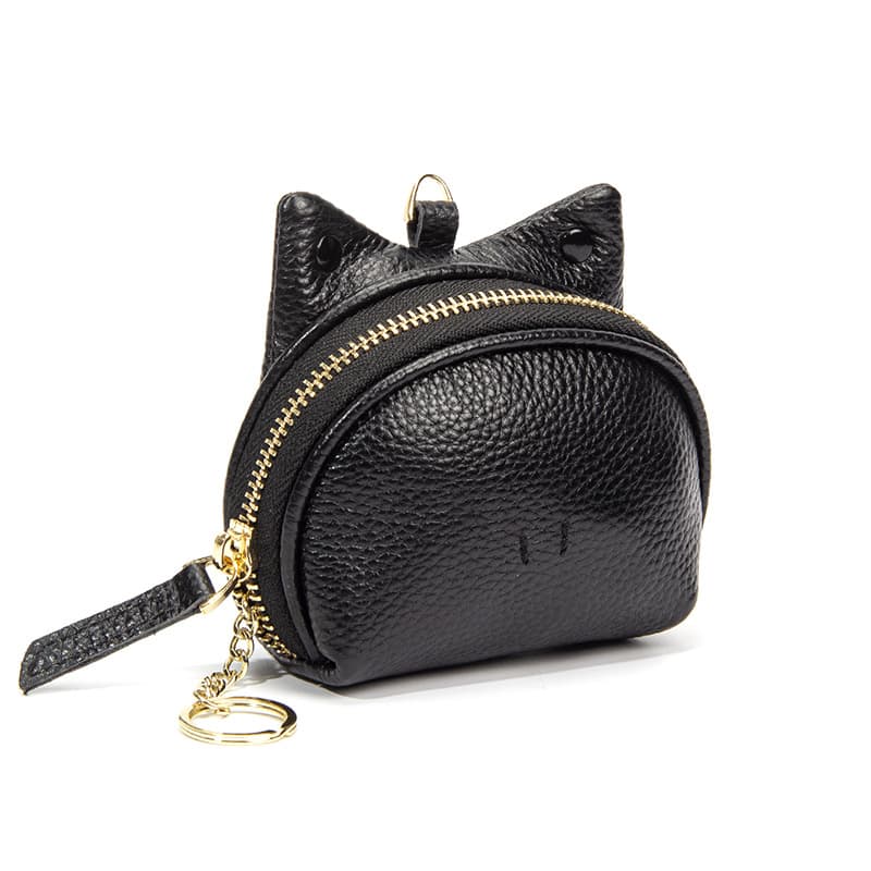 Black Leather Frog Design Coin Purse - Cartoon Mini Wallet Pouch for Keys