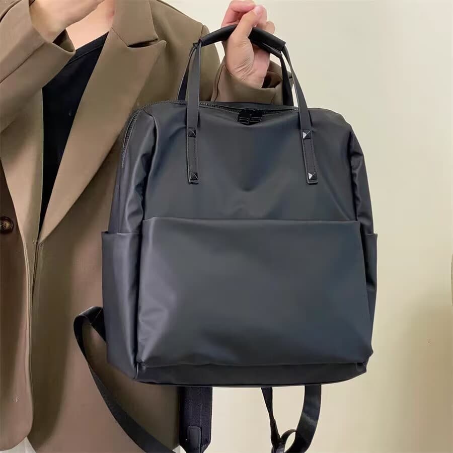 Size L Black Waterproof Nylon Backpack - Lightweight, Multi-Pocket