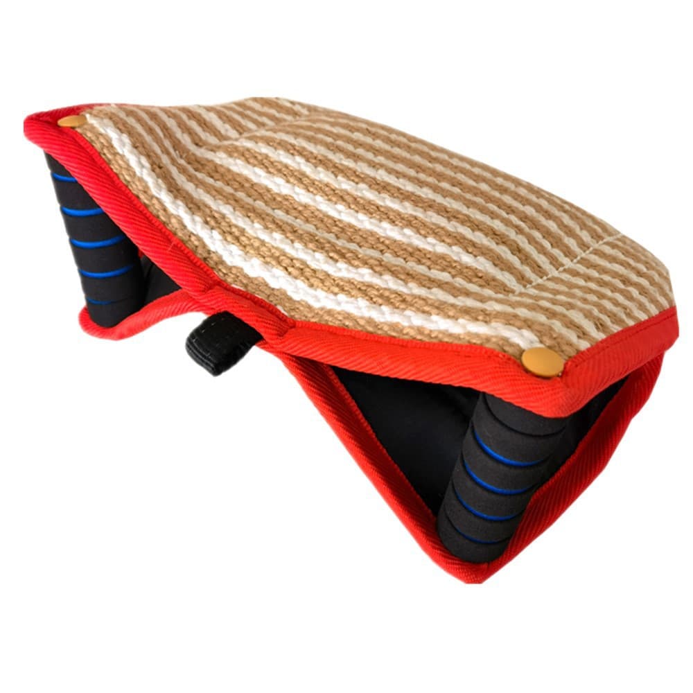 Red and Khaki Heavy Duty Jute Dog Bite Pillow - Professional Training Tug
