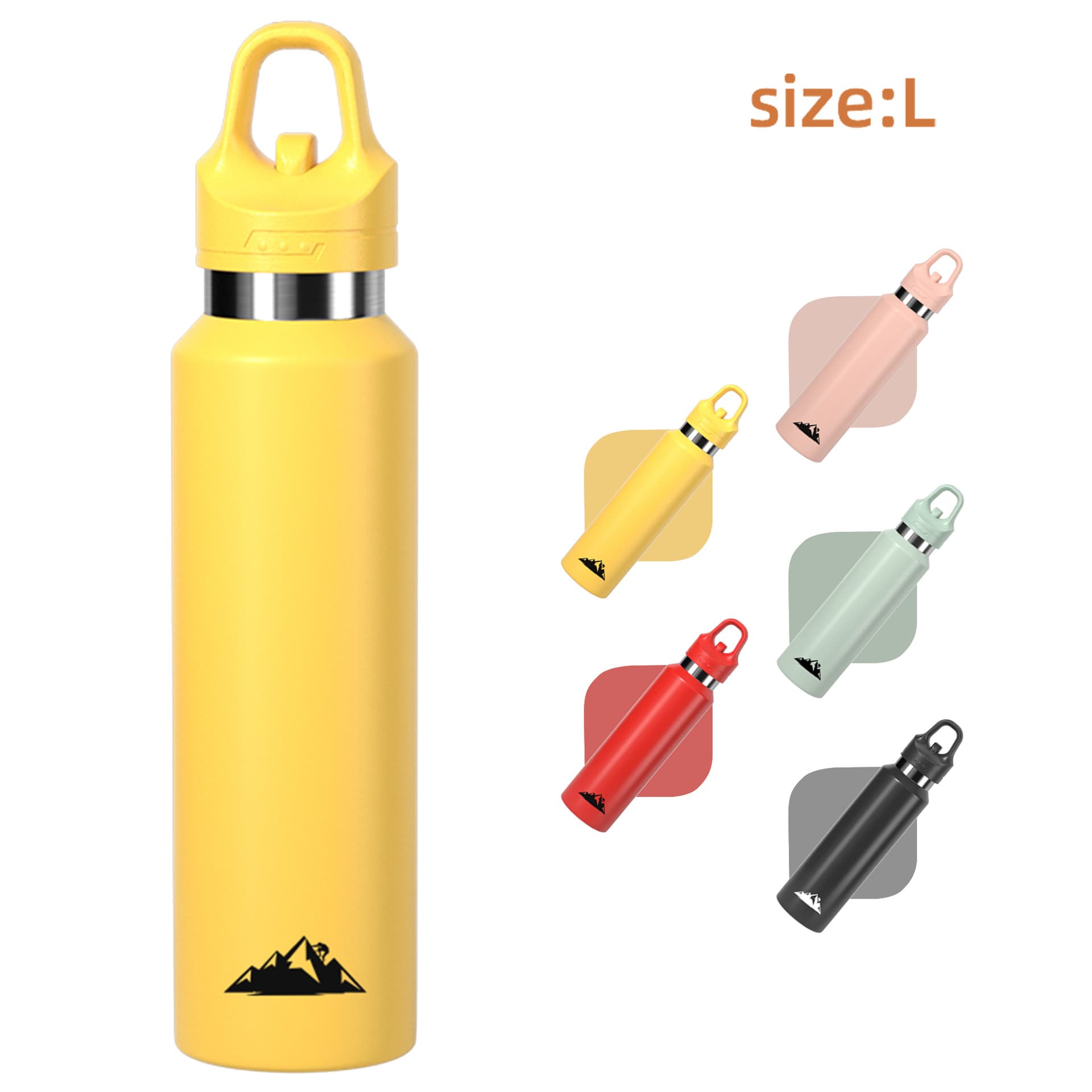 Yellow 480 ml Insulated Stainless Steel Water Bottle - Leakproof One-Click