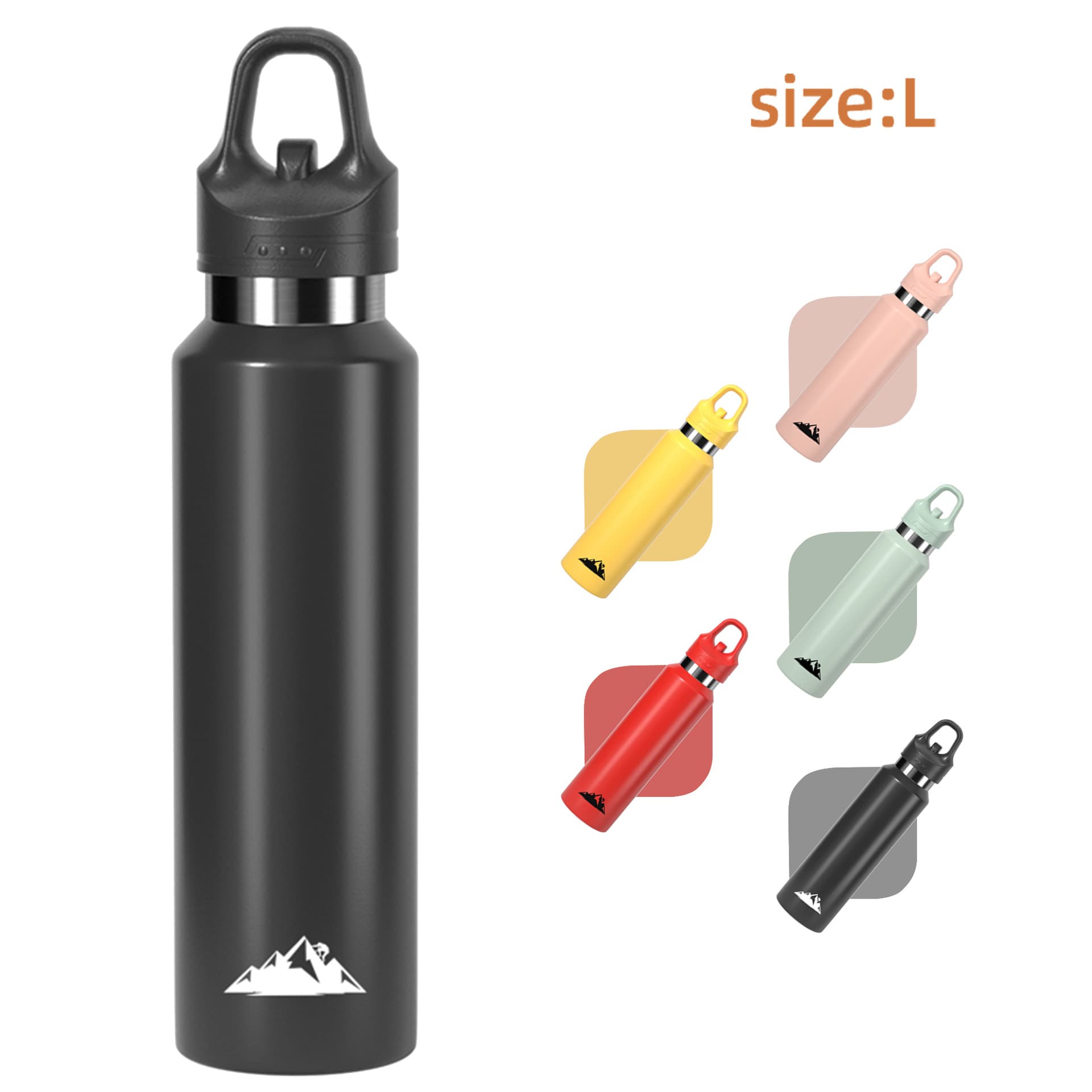 Black 680 ml Insulated Stainless Steel Water Bottle - Leakproof One-Click