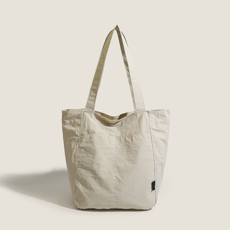 Beige Lightweight Canvas Blend Tote Bag - Large Capacity Shoulder Bag