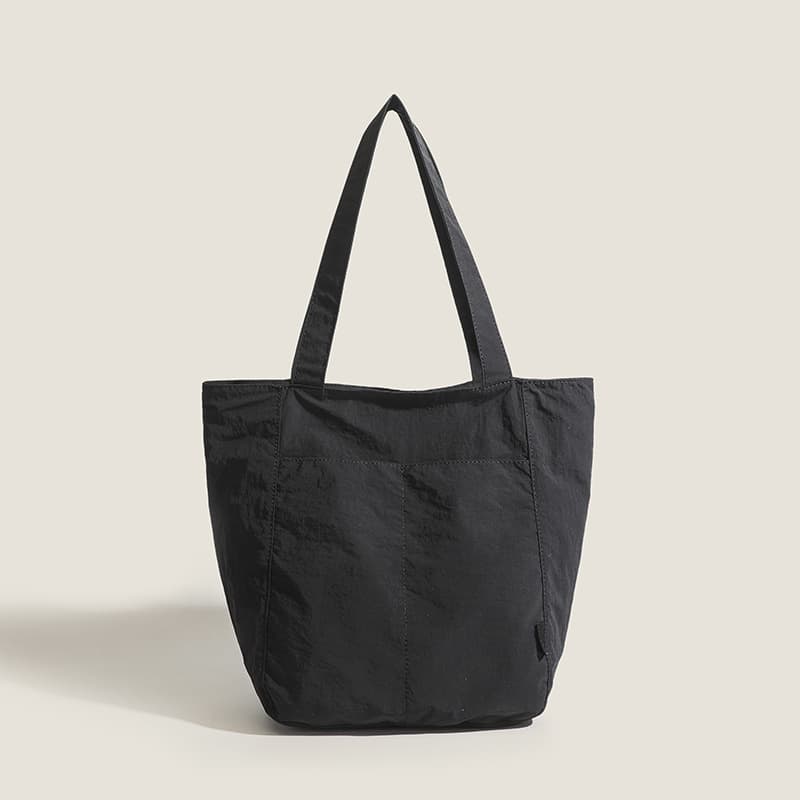 Black Lightweight Canvas Blend Tote Bag - Large Capacity Shoulder Bag