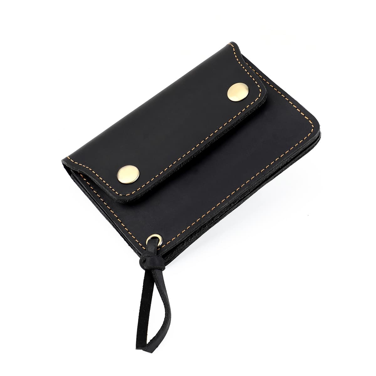 Black Vintage Handmade Crazy Horse Leather Wallet - Compact Card Holder