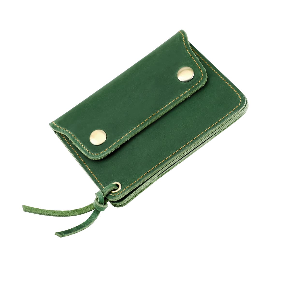 Green Vintage Handmade Crazy Horse Leather Wallet - Compact Card Holder