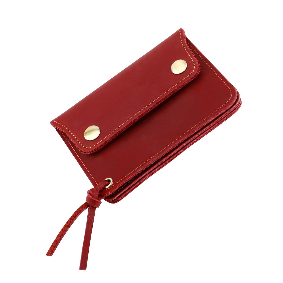 Red Vintage Handmade Crazy Horse Leather Wallet - Compact Card Holder