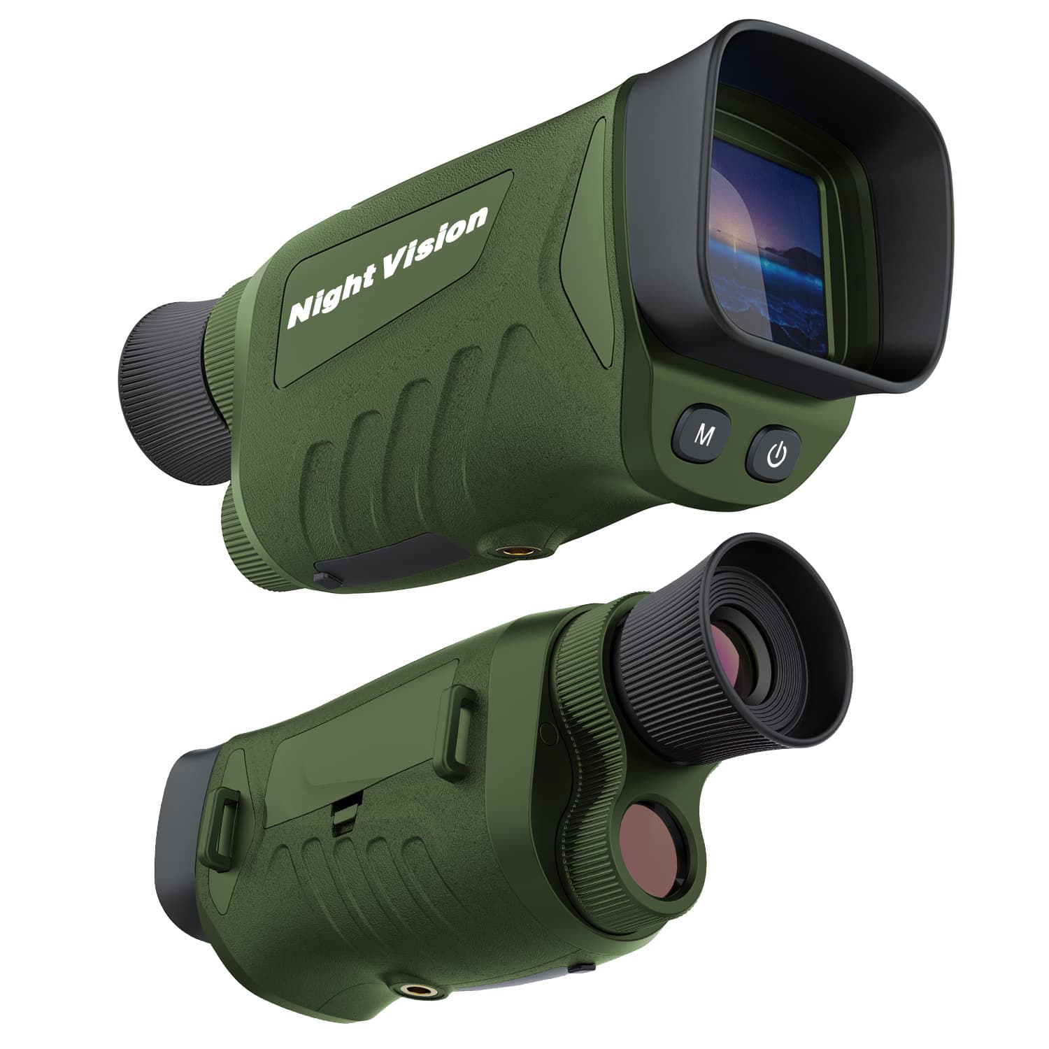 Green HD Digital Night Vision Monocular - High-Magnification Infrared Scope