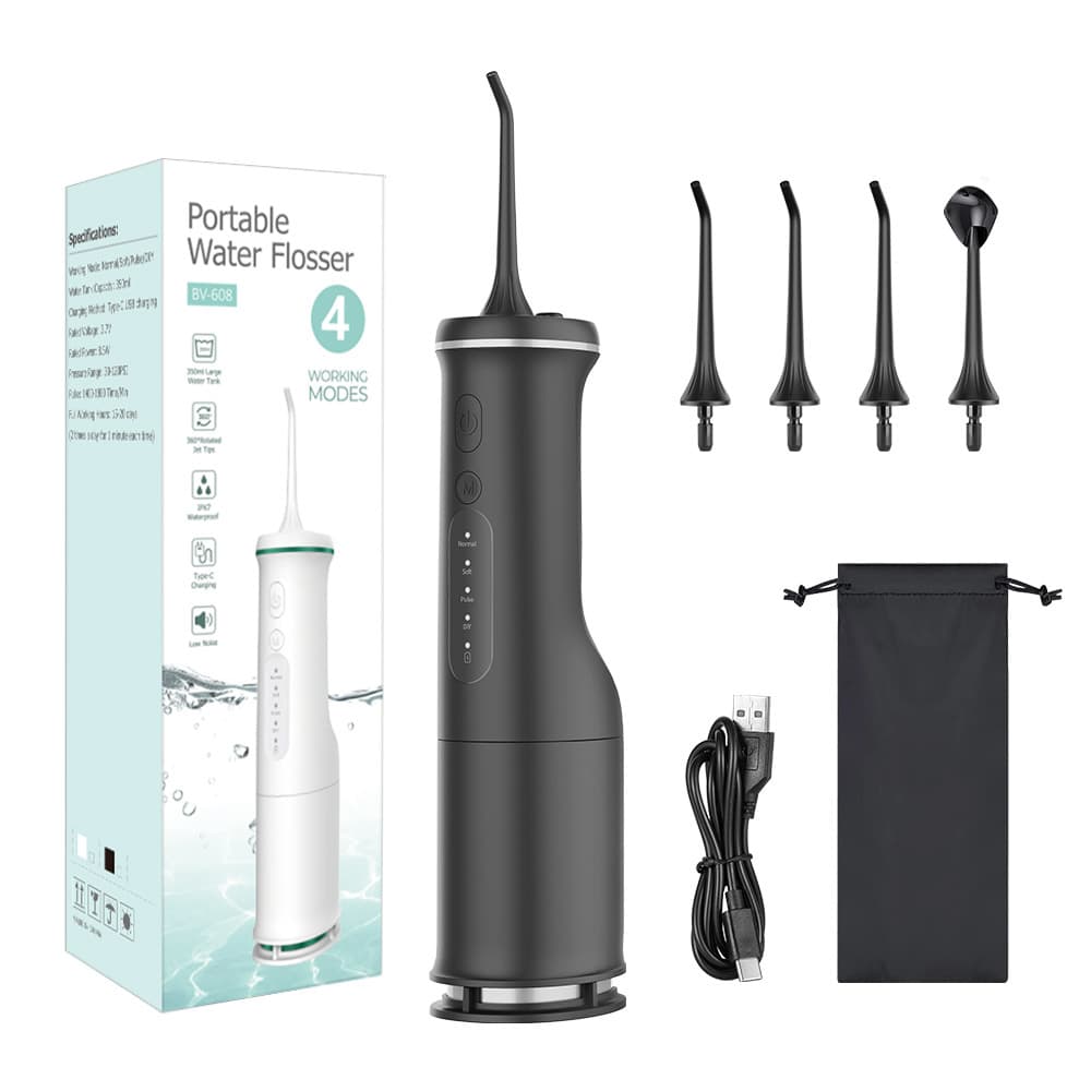 Black Home Electric Oral Irrigator - Portable Water Flosser for Teeth