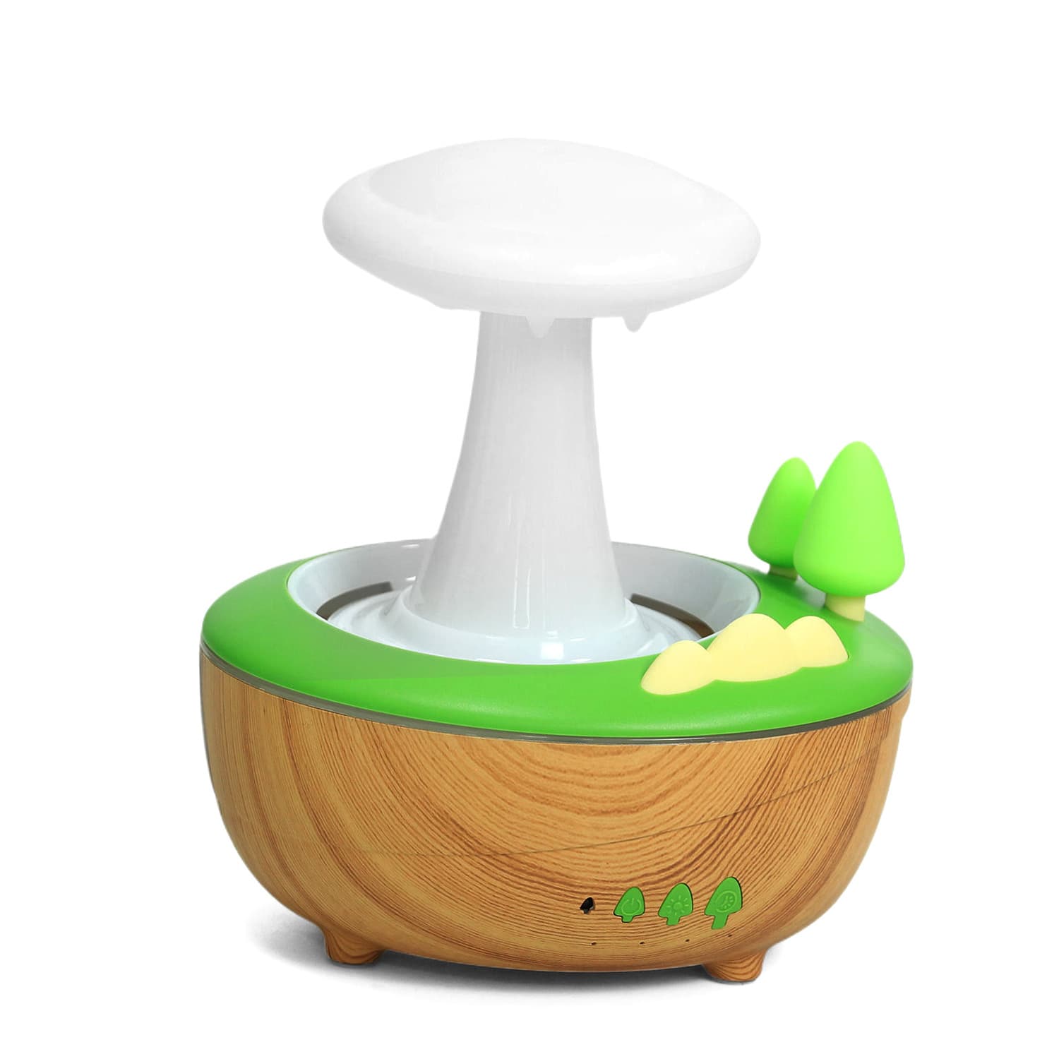 Light Woodgrain Raindrop Mushroom Aroma Diffuser - 280 ml Ultrasonic