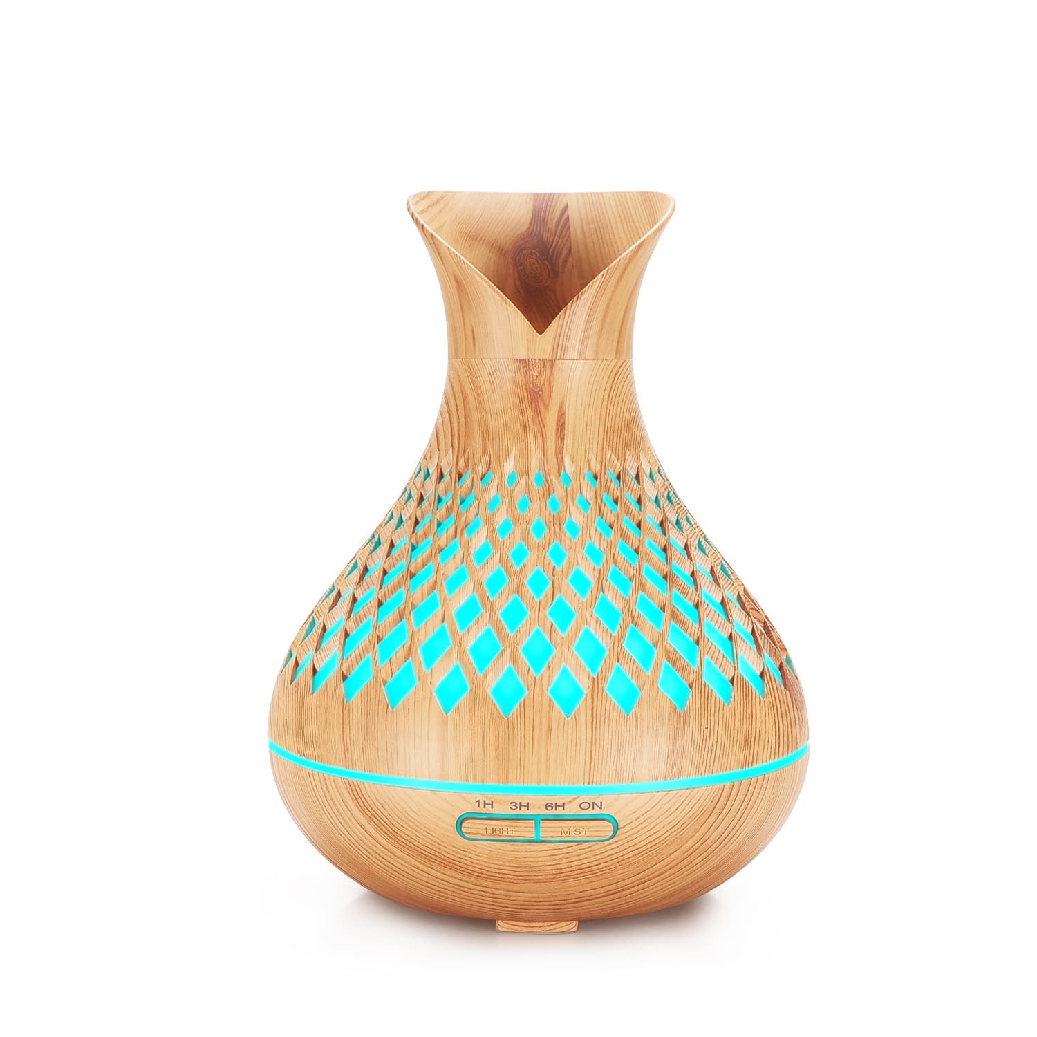 Light Woodgrain 500 ml Wood-Grain Essential Oil Aroma Diffuser with Lattice