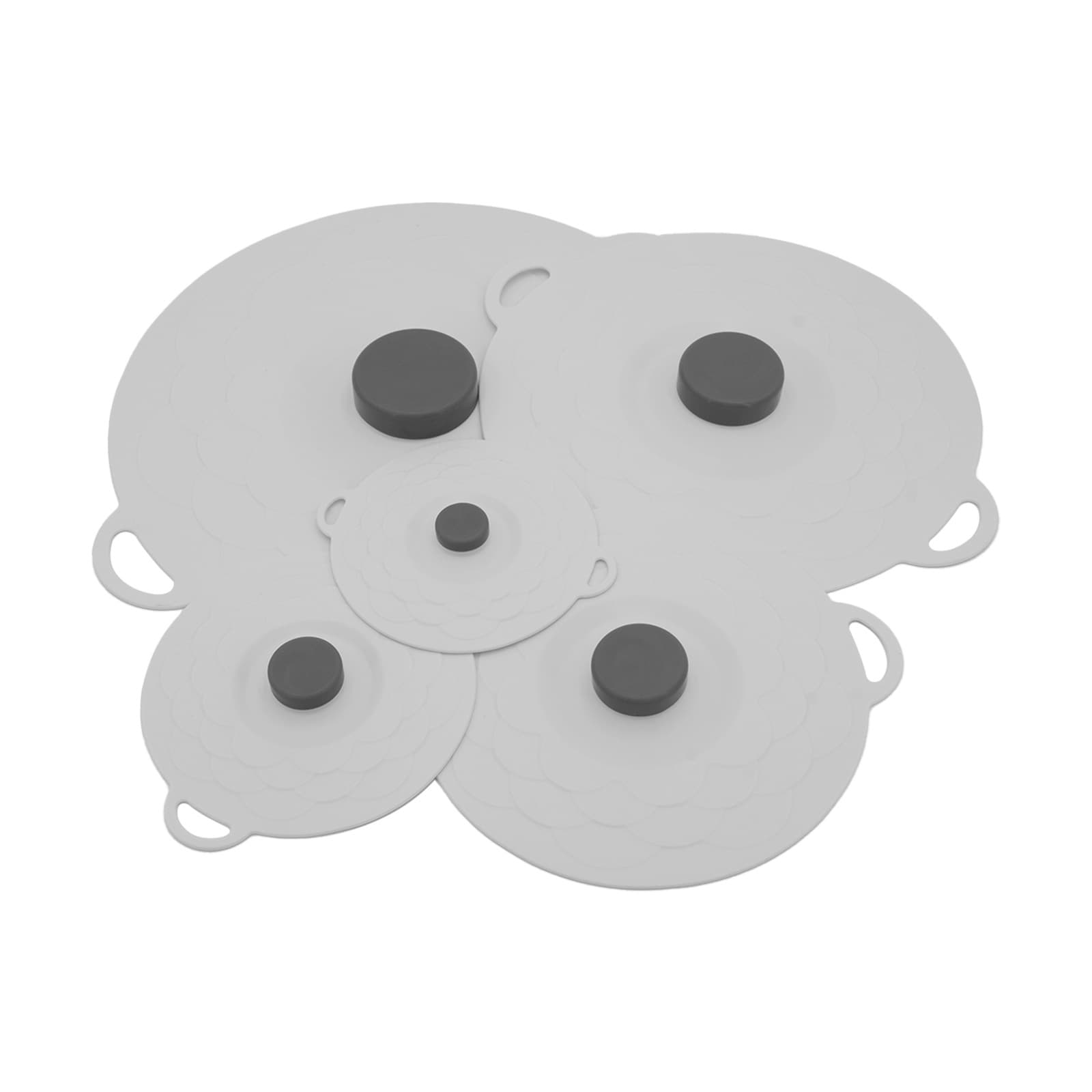 Grey Two-Set Five-Piece Silicone Fresh-Keeping Lids - Heat-Resistant