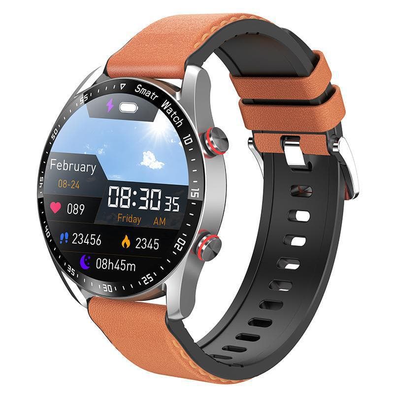 Silver Silicone +22MM Brown Mitsubishi Steel Strip Business - Silver Brown